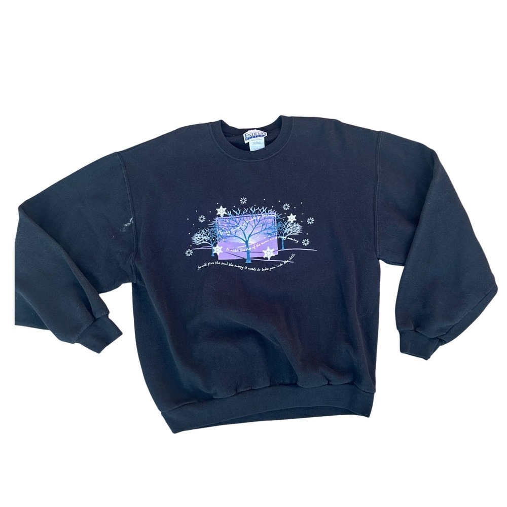 Vintage Endless‎ Designs Winter Tree Graphic Sweatshirt Crewneck Womens Large